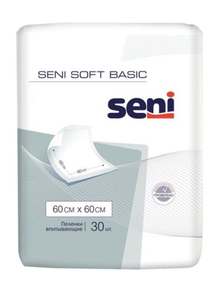Изображение товара Seni Soft BASIC (60 x 60) одноразовые пеленки 30 шт Seni Soft BASIC (60 x 60) одноразовые пеленки 30 шт фотография